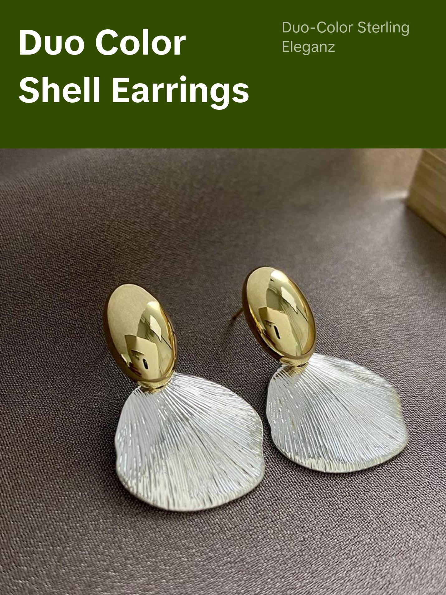 Sterling Silver Duo Color Seashell Earrings