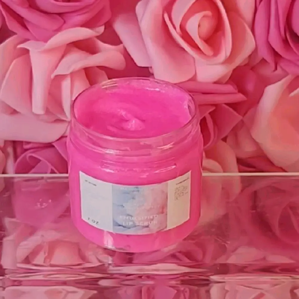All-Natural Emulsified Sugar Lip Scrub, Fruit Loops Scent - Exfoliator with Mango Butter & Castor Oil to Hydrate & Smooth Dry Lips, 2 oz, Moisture, Handmade, Butters, Adults, Bright And Juicy, Exfoliating, Emulsifying Wax, Infused With Fruit Loops Scent,,