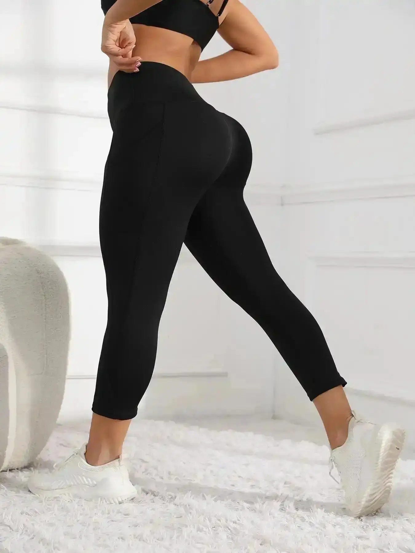 Fashion Women's Plain High Waist Sports Capri Leggings, Fit Tummy Control Butt Lift Yoga Summer Bottoms, Clothes Ladies Workout Gym, Great for Casual Errands or Going Out, Versatile Style for All Seasons
