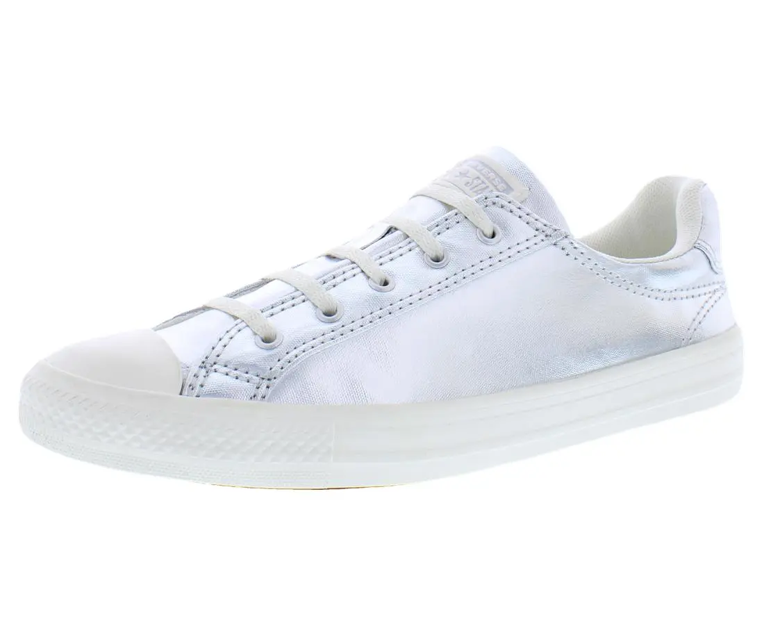 Converse Chuck Taylor All Star Dainty Lucky Ox Womens Shoes, Color: Silver Metallic/Egret