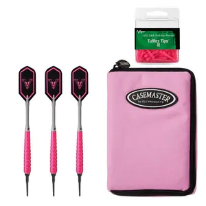 Viper 20-9073 V Glo Soft Tip 18gm Casemaster Nylon Dart Case & 2BA Tufflex Tips III, Pink - 100 Count
