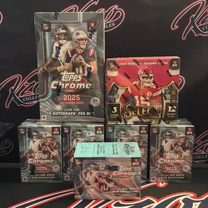 Break 0683 (1x 2025 Topps Chrome Football Hobby, 5x 2025 Topps Chrome Football Blaster Boxes, 1x 2025 Panini Select Hobby) PYT!!