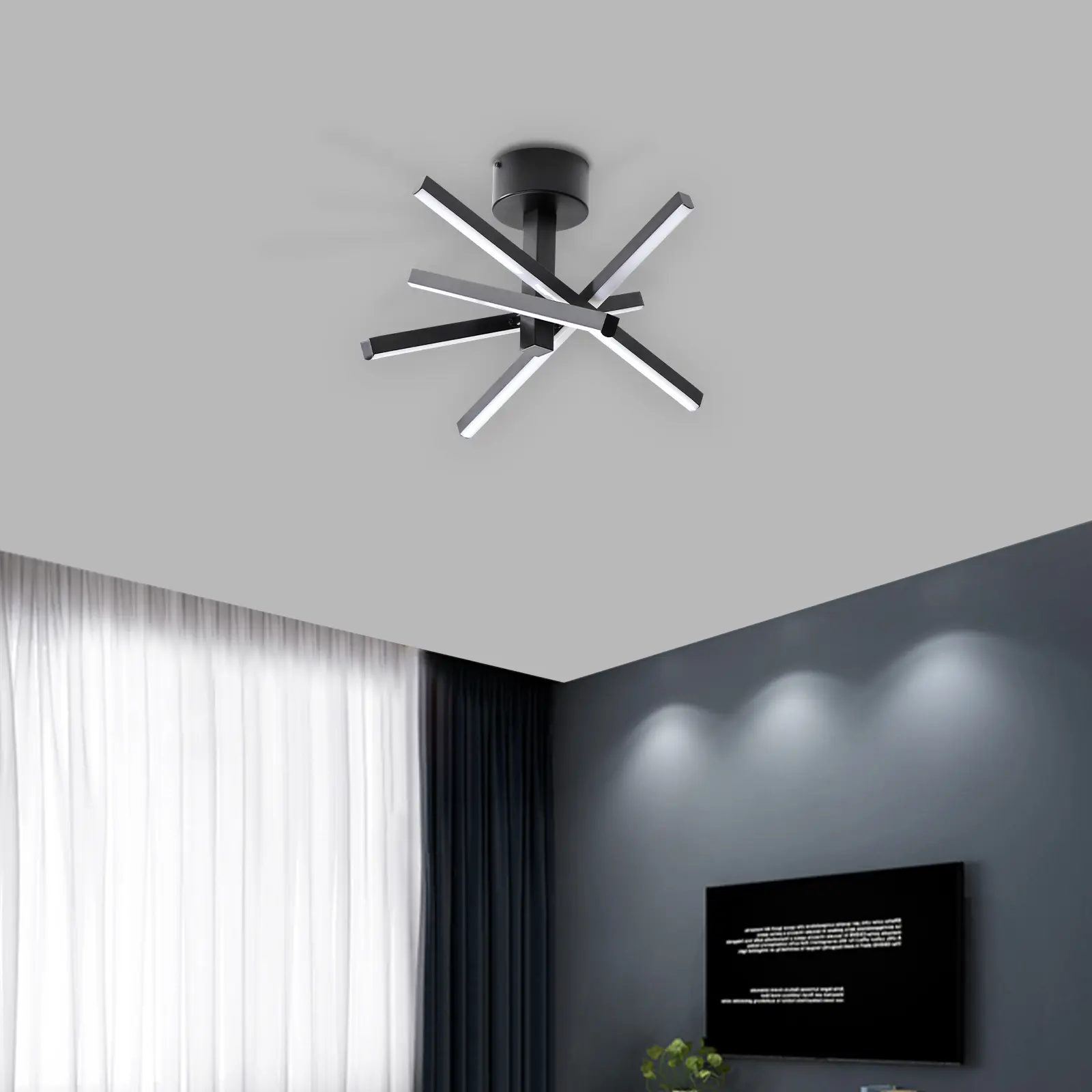 12 Inch Modern LED Ceiling Light Geometric Starburst Design Black Finish for Living Room Bedroom Hallway Indoor Ceiling Fixture Modern Chandelier Lighting Fixtures Home Decor, Home Furniture and Household Product Search Terms