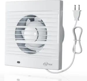 4 Inch Wall Mount Bathroom Exhaust Fan, Plug in Wall Exhaust Fan, 12W 77 CFM Bathroom Window Fan with Backdraft Damper for Kitchen, Garage, Office, 34 dB, White