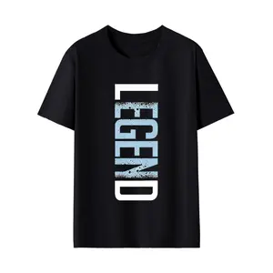 Men's Stylish LEGEND Vertical Graphic Round Neck Short-Sleeve Cotton T-Shirt, Distressed Letter Print Casual Menswear Summer Streetwear Top,summervibes