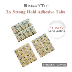 SASSYTIP 3A Strong Hold Adhesive Tabs for Press on Nail, 20sheets480pcs, Waterproof, Double-Sided Jelly Nail Sticker, Super Sticky Fake Nail Glue Stickers, Transparent Flexible for Manicure