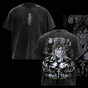 valentine shirts Eren Jaeger Titan Form Vintage Washed Oversized T-Shirt – Attack on Titan Anime Graphic Tee, Eren Founding Titan Manga Art Shirt, Soft Cotton Casual Streetwear Apparel, Unisex Top, Gift for AOT Fans