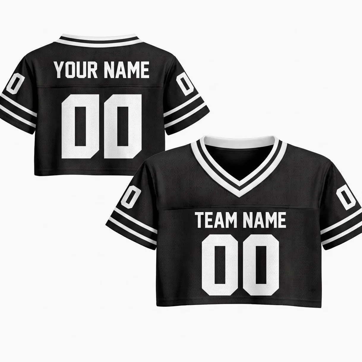 Custom Mesh Football Crop Jersey V-Neck Graphic Top (Real Photos Included) (Leave Name/Number in Notes or Message)
