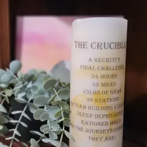 Crucible Candle with EGA and Crucible Challenge to the USMC Marine 54 Hours 48 Miles 45lbs of Gear 36 Stations Team Building Exercise