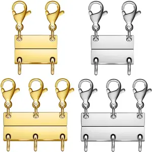 Layering Magnetic Necklace Clasps, Multiple Necklace Clasp,Necklace Clasps for Layered Look,Stainless Steel Chain Link Clasps for Necklaces and Bracelets, Silver, Gold