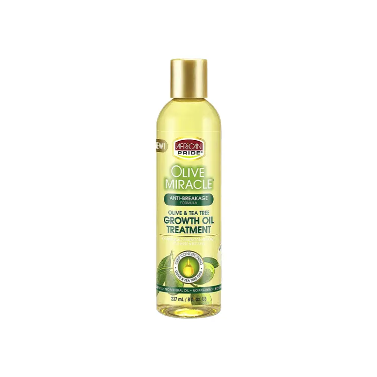 African Pride Olive Miracle Hair Growth Oil - Unisex Haircare Blend with Tea Tree & Castor Oil, Leave-In Treatment for Dry Scalp, 8 oz for Thicker Stronger Hair
