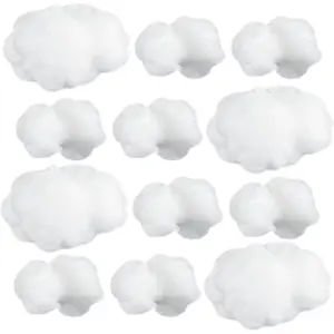 12 Pieces 3D Artificial Cloud Props Imitation Cloud Shape Hanging Decorations DIY Hanging Ornament for Room Wedding Party Stage Show Decor, Small and Medium Size