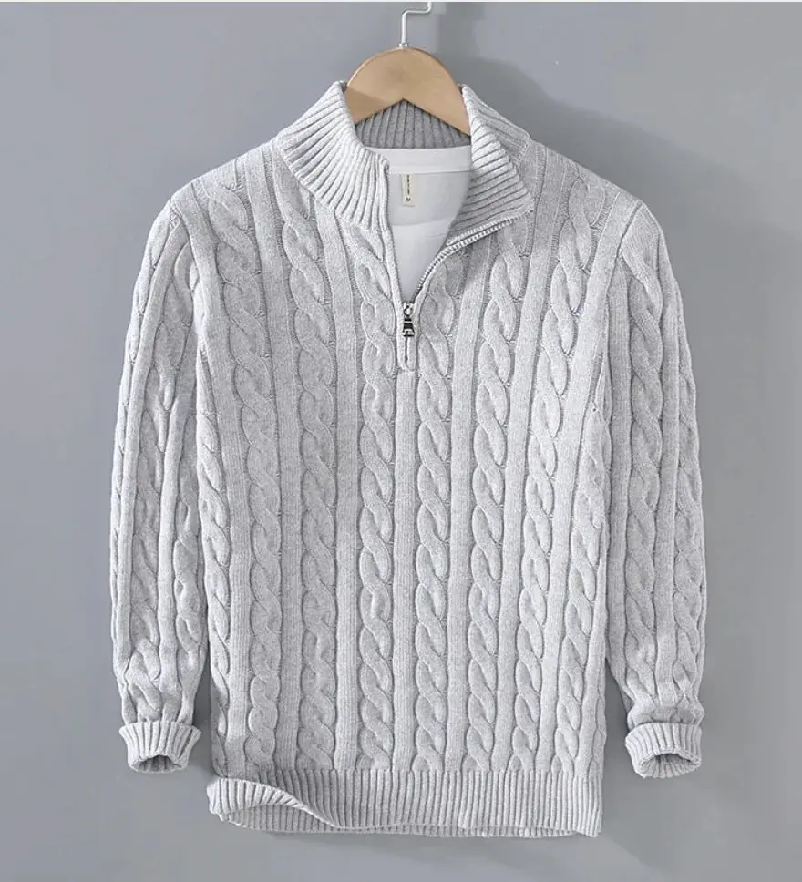 AF- Men's Casual Half Turtleneck Zipper Sweater