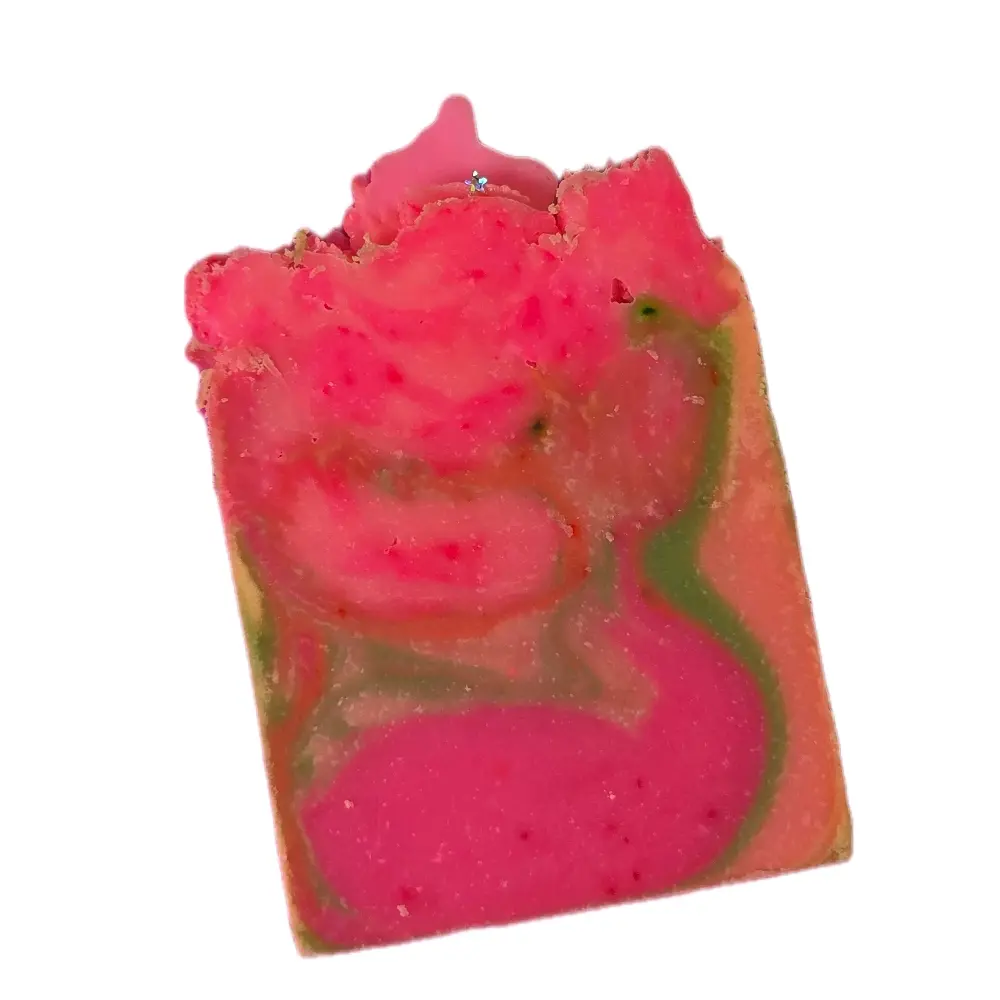 Rainbow Sherbet Organic Cold Process Swirl Soap with Frosting. Handmade All Natural Handcrafted Soap. Cute Swirl Soap Bar. Moisturizing Body Wash