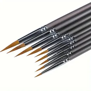 9pcs High-Quality Multi-Functional Art Brush Set, Detailed Watercolor Painting, Oil Comfortable Birch Handle, Artist Collection Gift