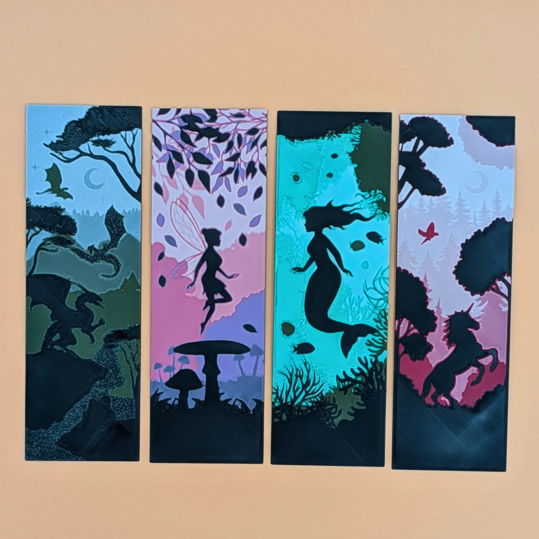 C3D Fantasy Bookmark Set - with Fairy Mermaid Dragon & Unicorn Designs for Epic Tales Reading Enthusiasts