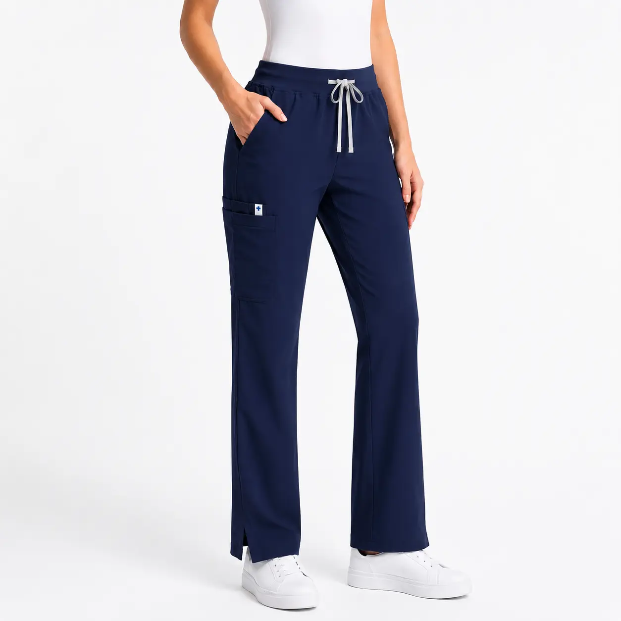EADFLIE Women's Fitted Straight Leg Yoga Scrub Trouser - 5-Pocket Stretch Workwear Pants, Soft Comfortable Fabric Scrubs for Women for Healthcare Professionals, Five Pockets