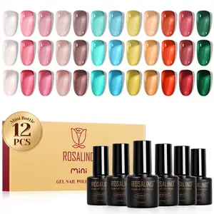 Rosalind Mini 12PCS Sheer Gel Nail Polish Set Autumn Winter Trendy Colors Requires UV Nail Lamp to Cure Long Lasting Jelly Clear Nail Gel