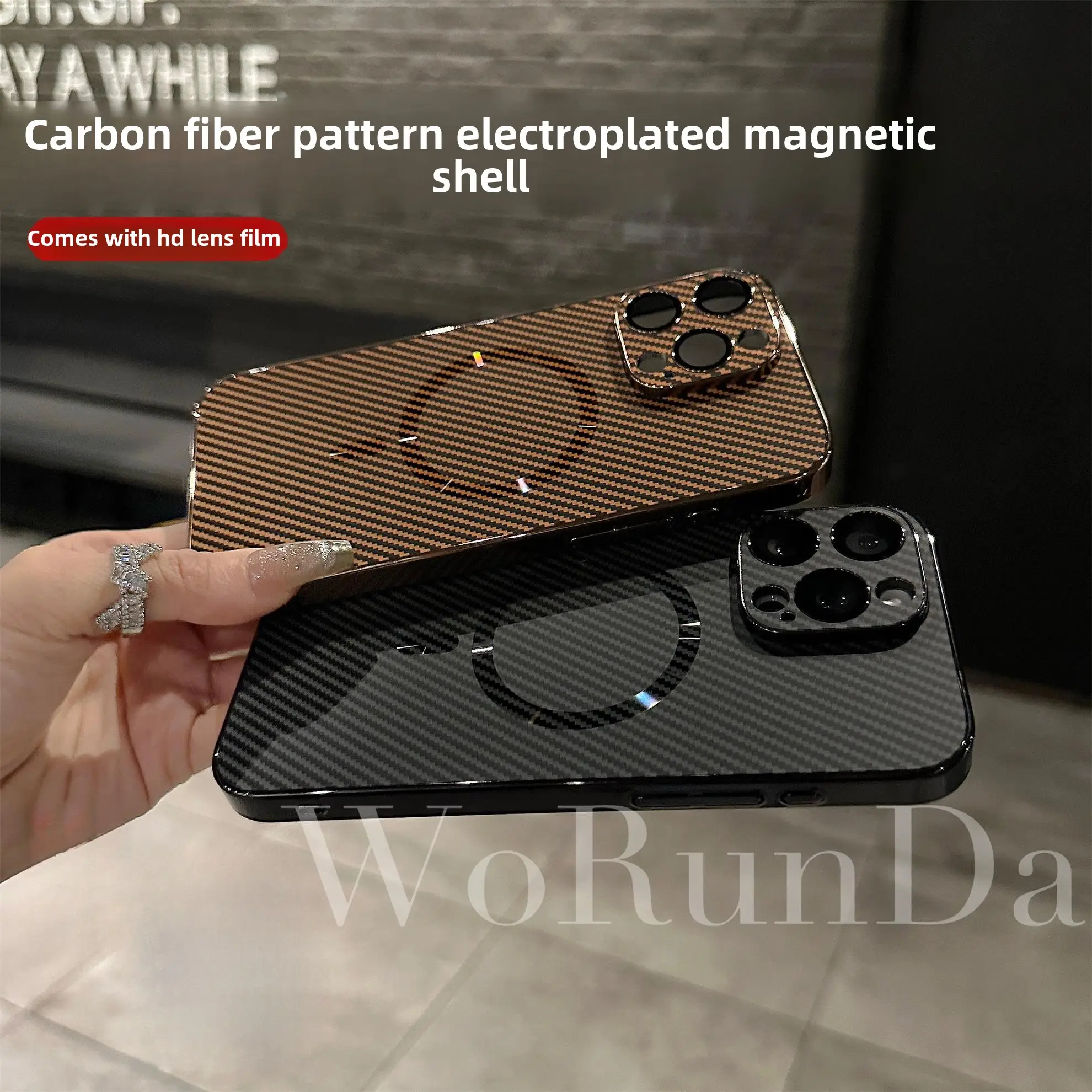 Electroplated Matte Magnetic Carbon Fiber Texture Compatible with iPhone 16 Pro Max Case iPhone 15/14/13/12