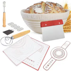 Banneton Bread Proofing Basket, Sourdough Bread Baking Supplies, 9.8" Sourdough Proofing Basket Kit