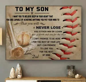 To My Son From Dad Poster, Baseball Player Son Gift Wall Art, Motivational Quote Print, You Never Lose Wall Decor, Birthday Gift Poster