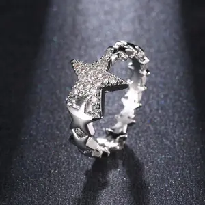 Hip-hop five-pointed star zircon ring men and women fashion star jewelry couple gift party jewelry y 2k