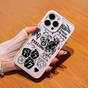 Black & White Lucky Symbols (Dice, Poker, Cherries, "Lucky Day" Slogans) Compatible with iPhone 11/12/13/14/15/16/16E Series Matte Magnetic Phone Case | Matte Texture + Anti-Fingerprint Acrylic Wireless Smartphone Cellphone