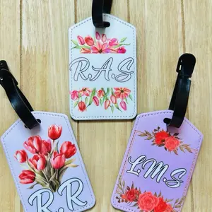 Personalized Luggage Tags for Travel - Customizable Design with Unique Text and Floral Elements