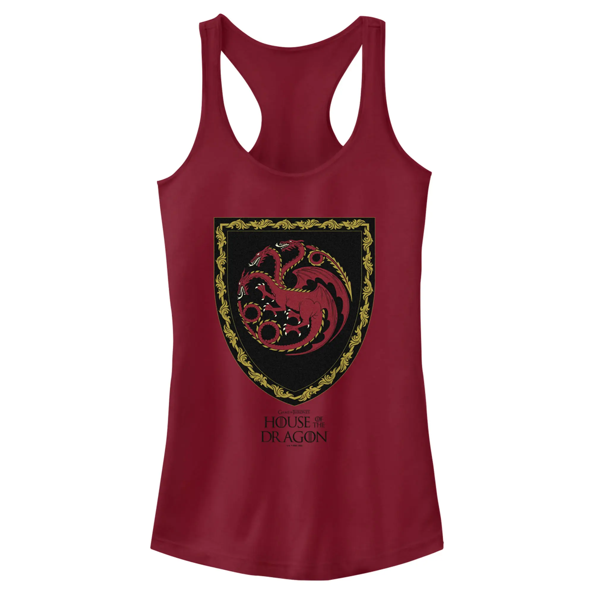 Juniors Womens Game of Thrones: House of the Dragon Targaryen Crest Racerback Tank Top