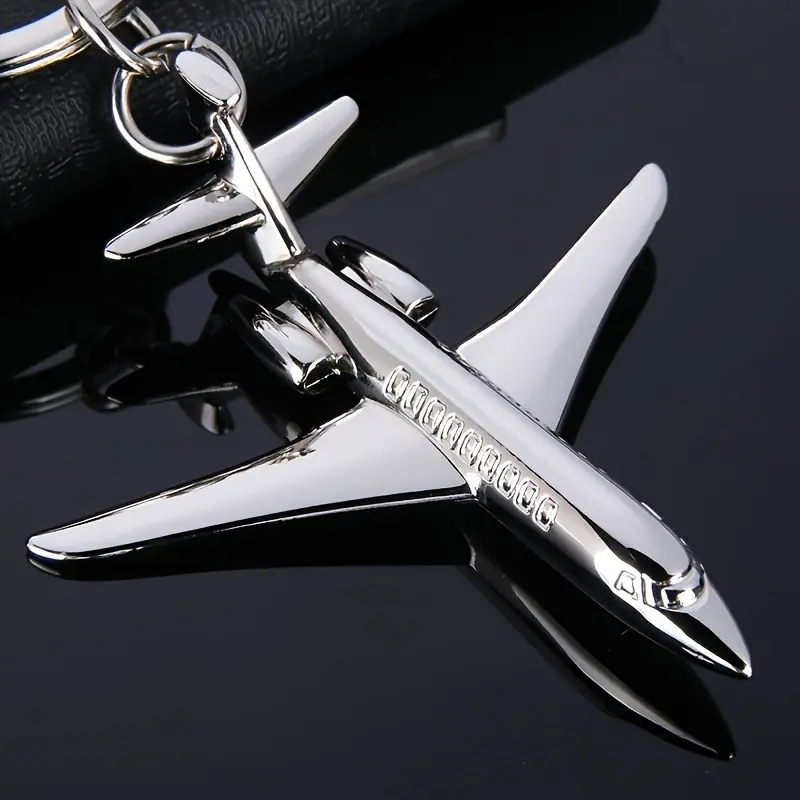 Stylish Alloy Metal Keychain for Men - Key Accessories with Airplane Shape Creative Mini Pendant for Backpacks and Car Keys