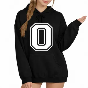 Monogrammed Letter O Long Sleeve Hoodie in Varsity Alphabet Style