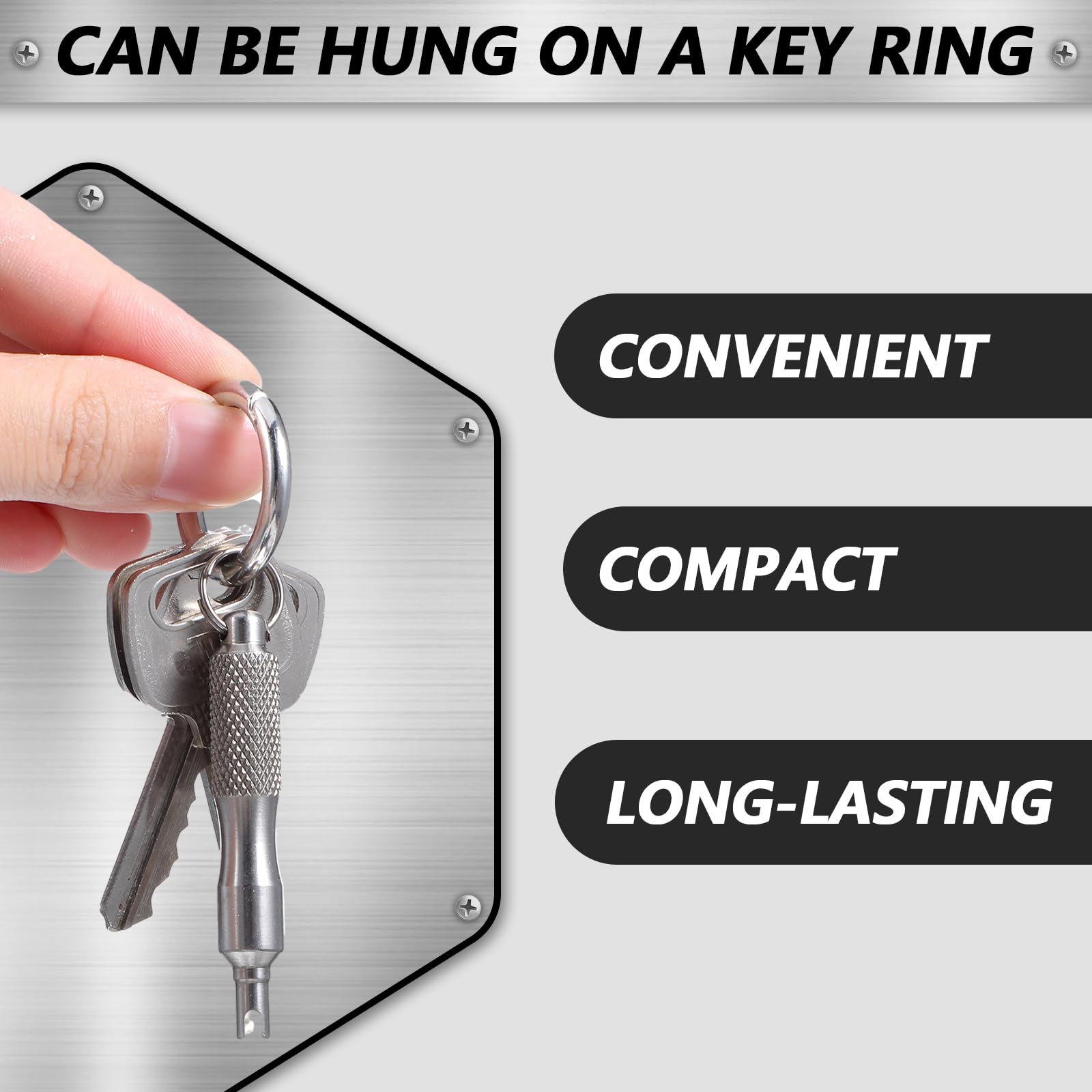 2 PCS Stainless Steel Valve Core Removal Tool Keychain, Portable Valves Core Disassembly and Repair Tools for Bicycle Car Motorcycle Repair Install Accessory