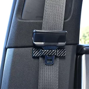 Car Seat Belt Retractor Carbon Fiber Texture Locking Clip Buckle Fixed Holder, Pregnancy Safety Strap Adjuster, Adjustable Elasticity