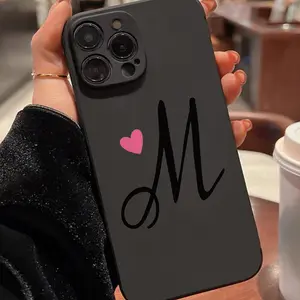 Heart Letter Design Tpu Phone Case Casing for iPhone Models 6-16 Pro Max, Shockproof Full Coverage Protective Cover Gift for Women & Teens