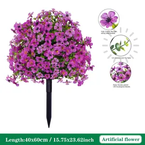 22-inch artificial direct-insertion flowers, Vibrant faux flowers, artificial silk Daisy eucalyptus with ground nails, outdoor spring and summer decoration, UV-resistant, suitable for porch, home, balcony, courtyard decoration, simulated tree
