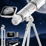 Christmas MINENER Astronomical Refracting Telescope, 70mm Large Aperture, 400mm Focal Length, 4.5-Inch HD Display, 48MP, 360° Adjustable AZ Aluminum Mount Tripod, Rechargeable Battery, for Bird Watching, Long-Distance Photography