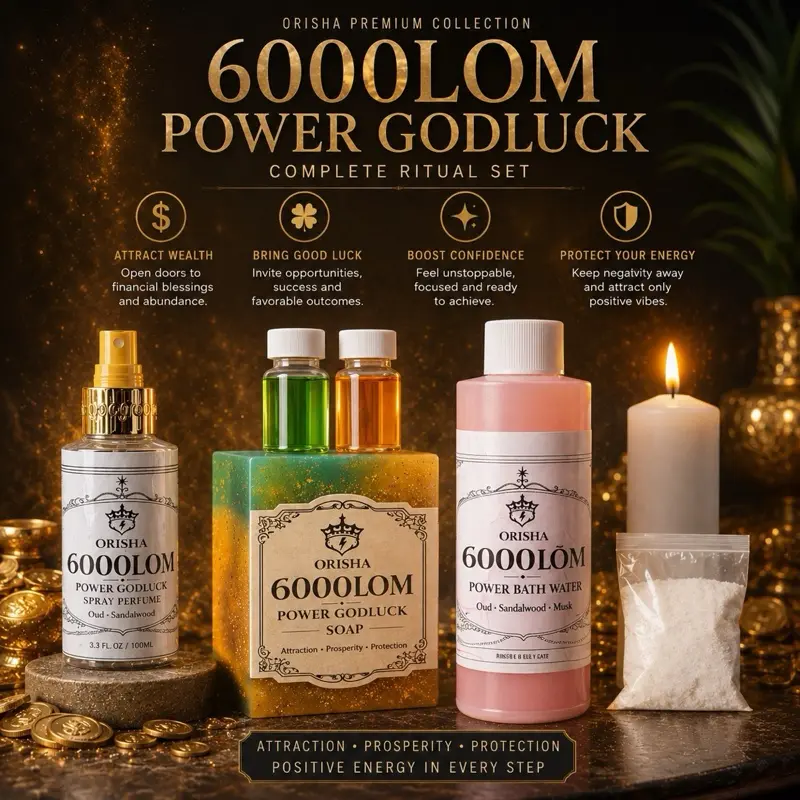 ORISHA 6000 LÔM Power Bath Medium Set Luxury Spiritual Bath Collection with Oud Sandalwood & Musk Fragrance for Self-Care Body Care Calming Cleansing 8 oz