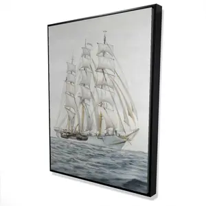 Begin Home Decor 2081-4836-CO88 36 x 48 in. Ship by A Cloudy Day - Sea Marine Framed Canvas Decor