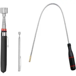 3 Pack Telescoping Magnet Pick-up Tool Set - Retrieving Telescoping Magnet Pickup Tools,Extendable Magnetic Pick Up Tools,Bendable Spring Magnet Stick