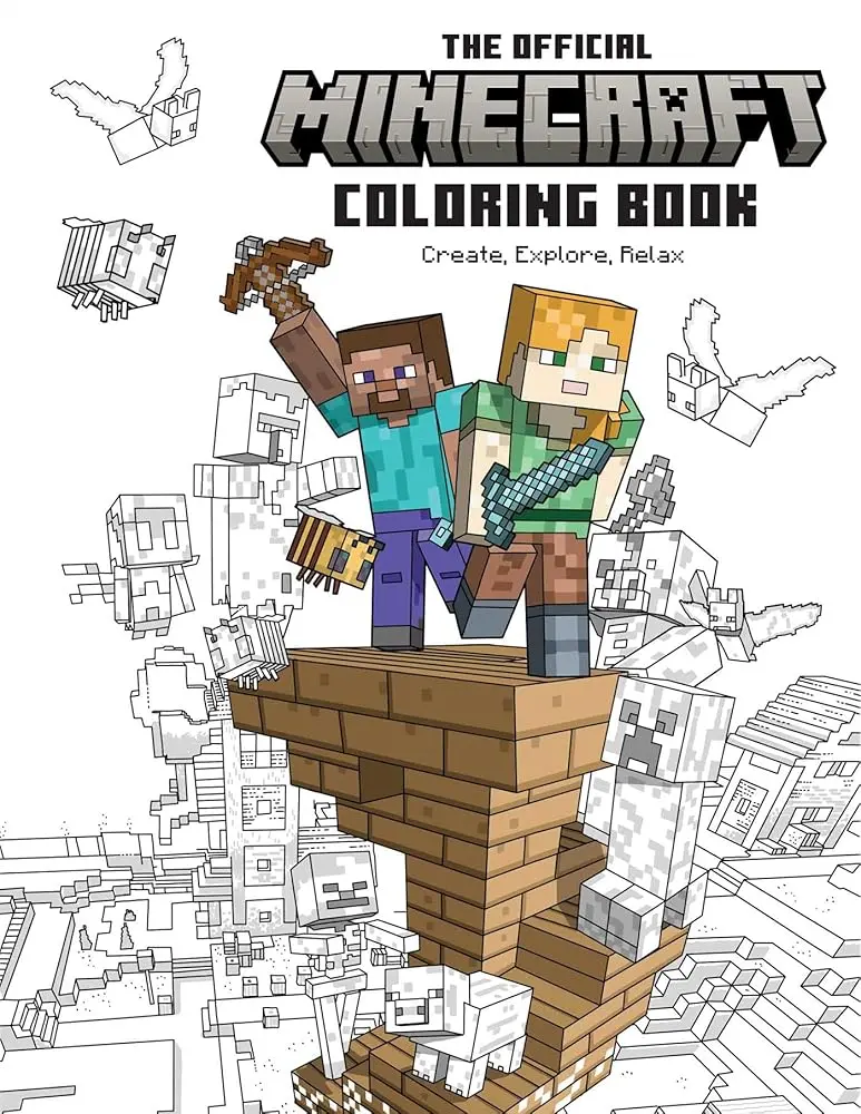 Official Minecraft Coloring Book - Gaming-Themed Original Art & Illustrations, Creativity Fun Challenge for Advanced Artists, Relaxing Storytelling Activity