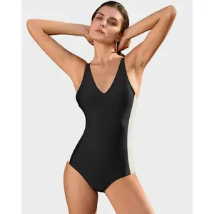 2025 Waist-Cinching Corset Swimsuit - Deep Plunge Lace-Up One Piece for Hourglass Figure & Beach Vacations Tummy Control Swimwear