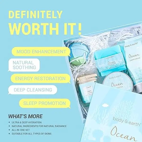 Gifts for Women, Gift Set for Women with 5 Pcs Ocean Scented Spa Gifts for Women