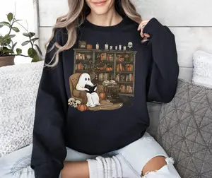 Ghost Reading Book HOTD Halloween Vintage Unisex Shirt, Sweatshirt, Hoddie