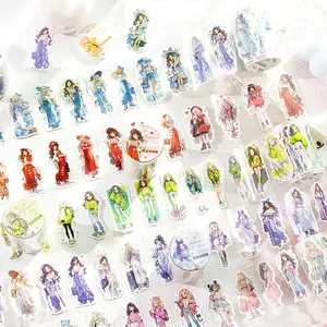 Dopamine Girl Cloud Series Synthetic Paper Sticker Roll Set, Sweet Cool Girl Collage Diary Notebook Water Cup DIY Decoration, Decorative Stickers