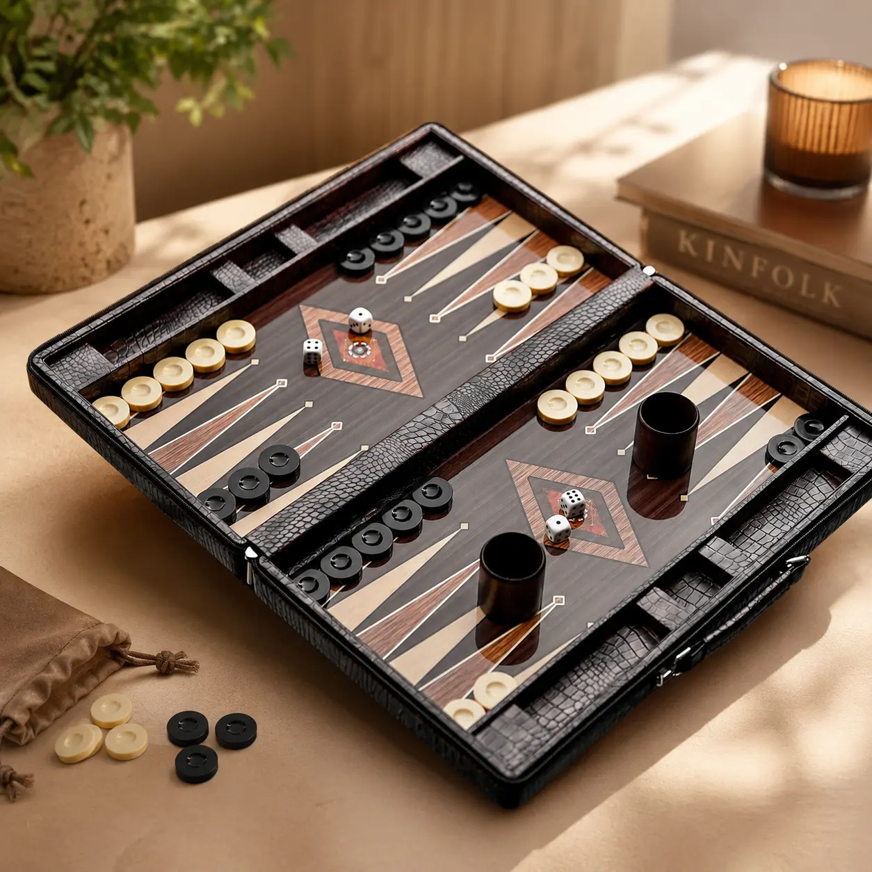 Personalized Leather Backgammon Set – Luxury Backgammon Board, Valentine’s Day Gift for Him, Handmade Vintage Backgammon Set