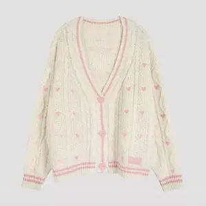 New 2025 Couple Knitted Cardigan - Long Sleeve Knitted Loose Coat - Heart-shaped Patterned Top - Knitted Clothing - Women's Clothing