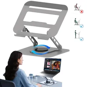 Adjustable Laptop Stand with 360-degree Free Rotation Ergonomic Desk Lift for Laptops & Tablets Enhances Comfort and Productivity