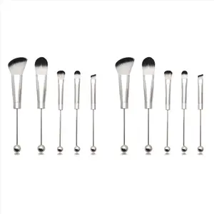 2X Beadable Makeup Brushes Silicone Beads DIY Makeup Cosmetic Brushes Beaded Brushes Kit for DIY