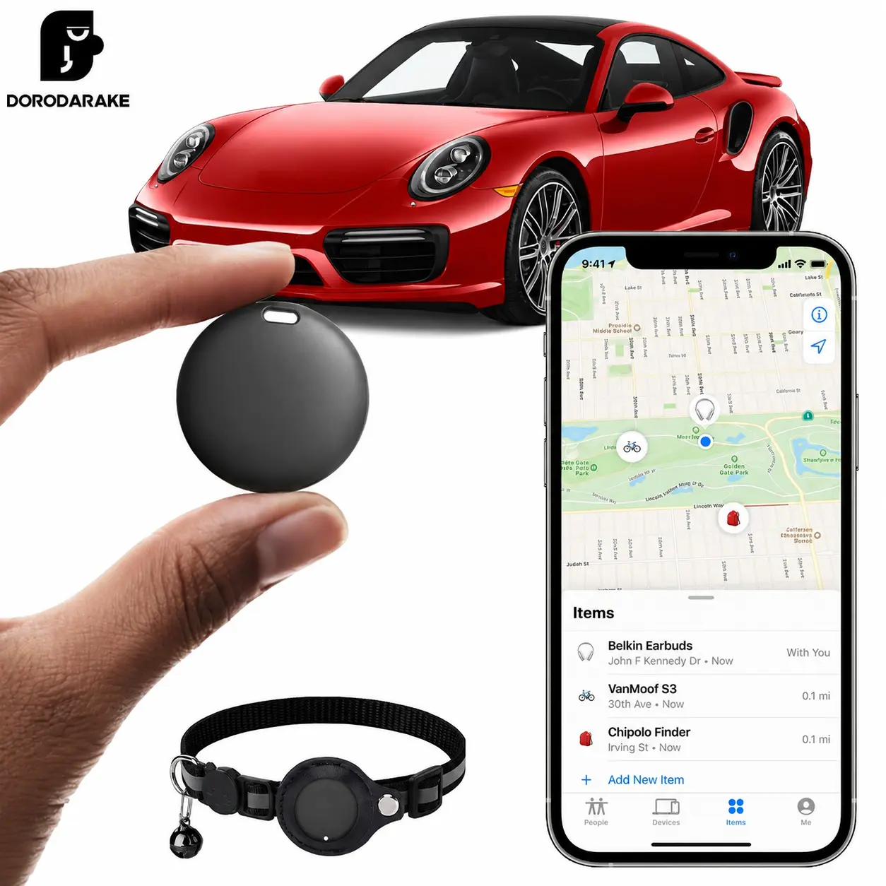 GPS Tracker for Car,(iOS Only) Mini Tracker Device  Case-No Monthly Fee-Best Hidden GPS Tracker, Anti-lost Device, Works with Apple Find My