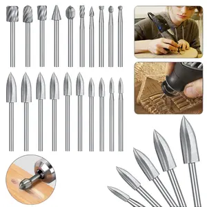 20Pc Wood Carving Engraving Drill Bits Set Milling Cutter For Dremel Rotary Tool